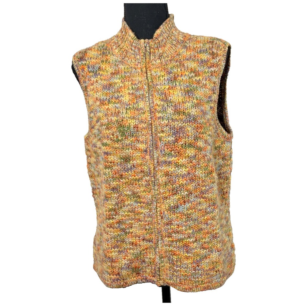 Vintage Womens Wool Blend Zip Sweater Vest Medium Grandpa Ruscit Fall Layering